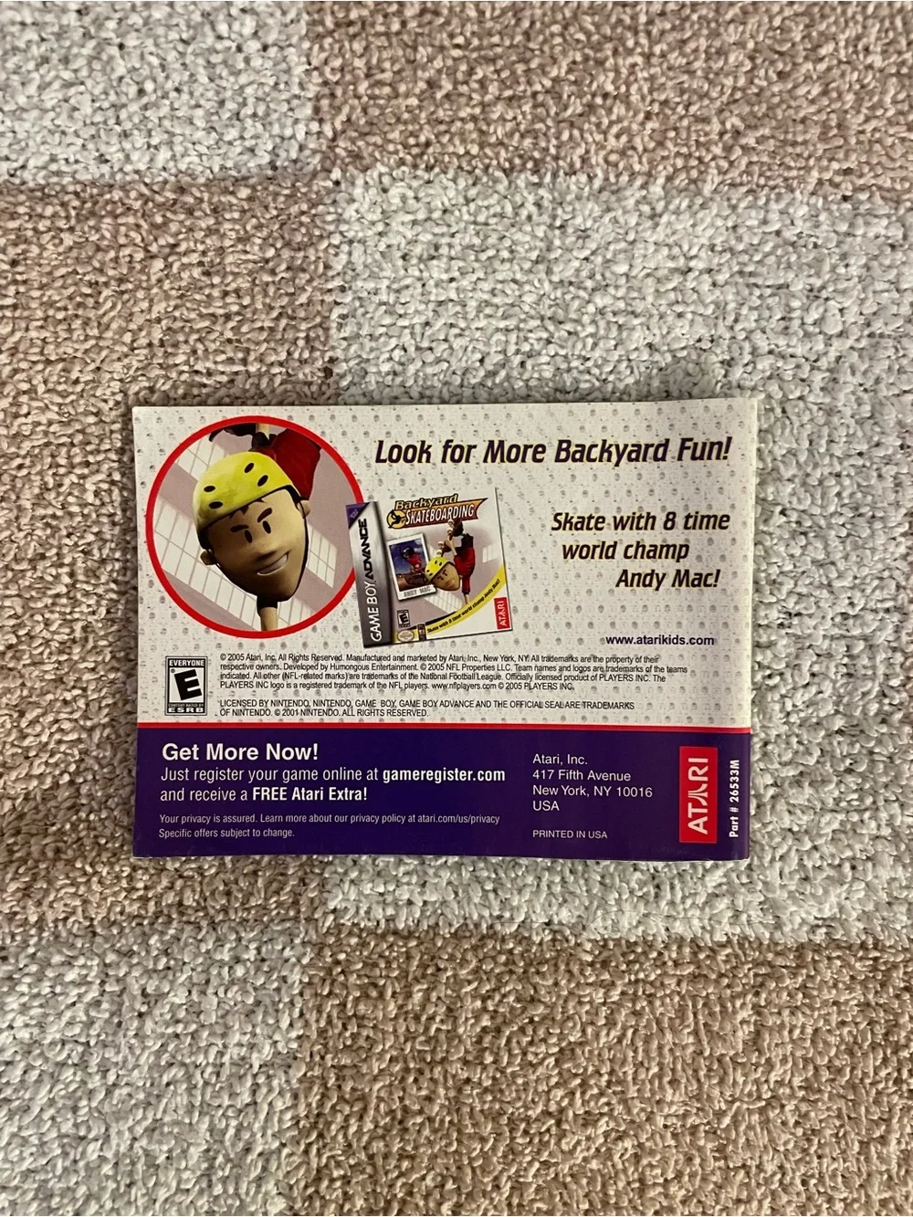 Gameboy Backyard Football 2006 instruction booklet manual